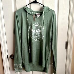 New Ron Jon‎ Surf Shop Hoodie Small Green White Striped Long Sleeve Beachy
